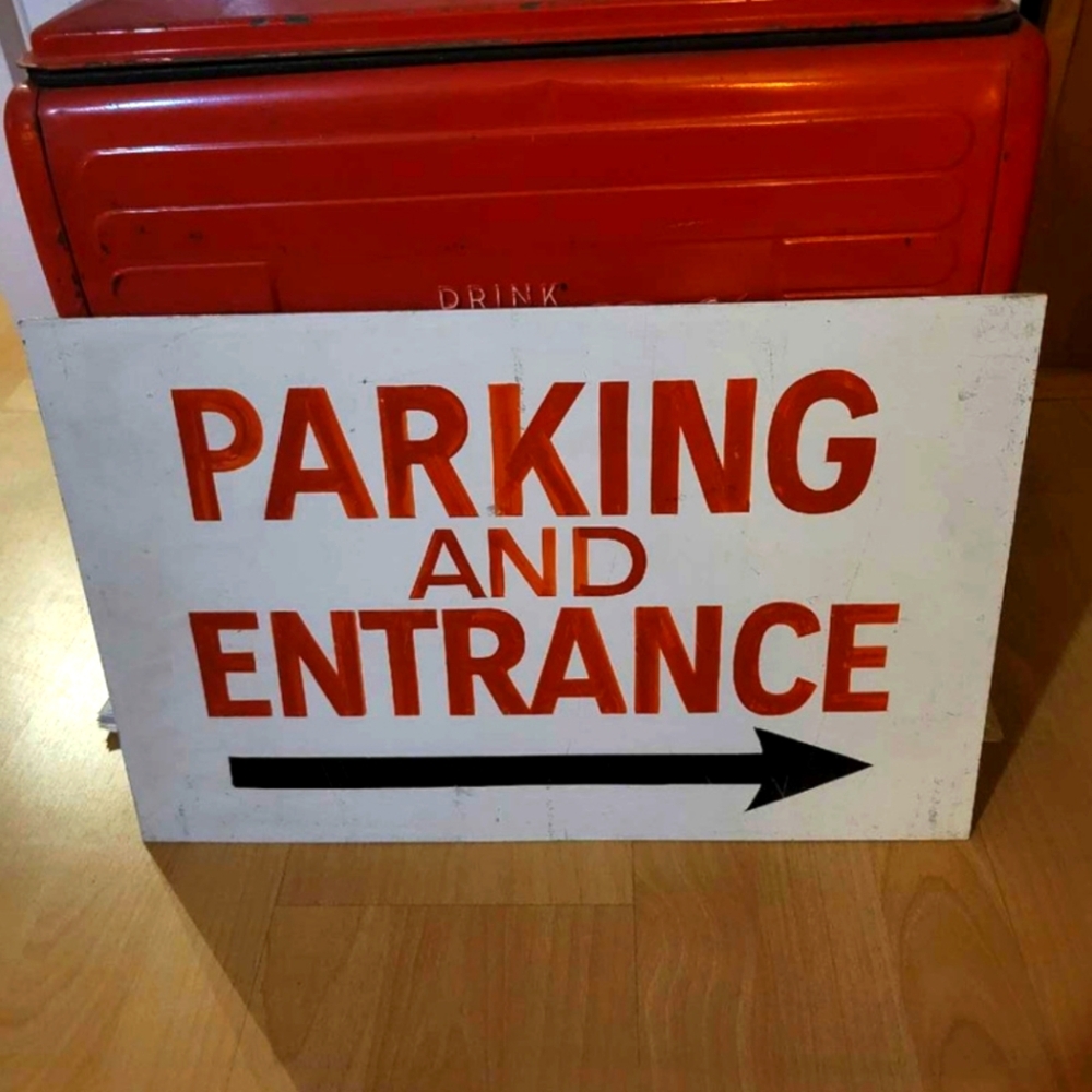 Vintage Parking and Entrance Sign